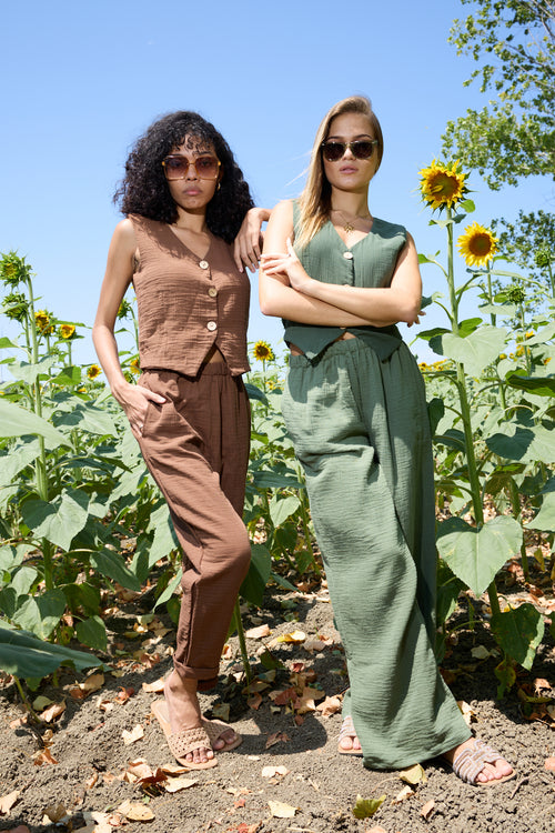 Çift Katlı Müslin Yelek Takım