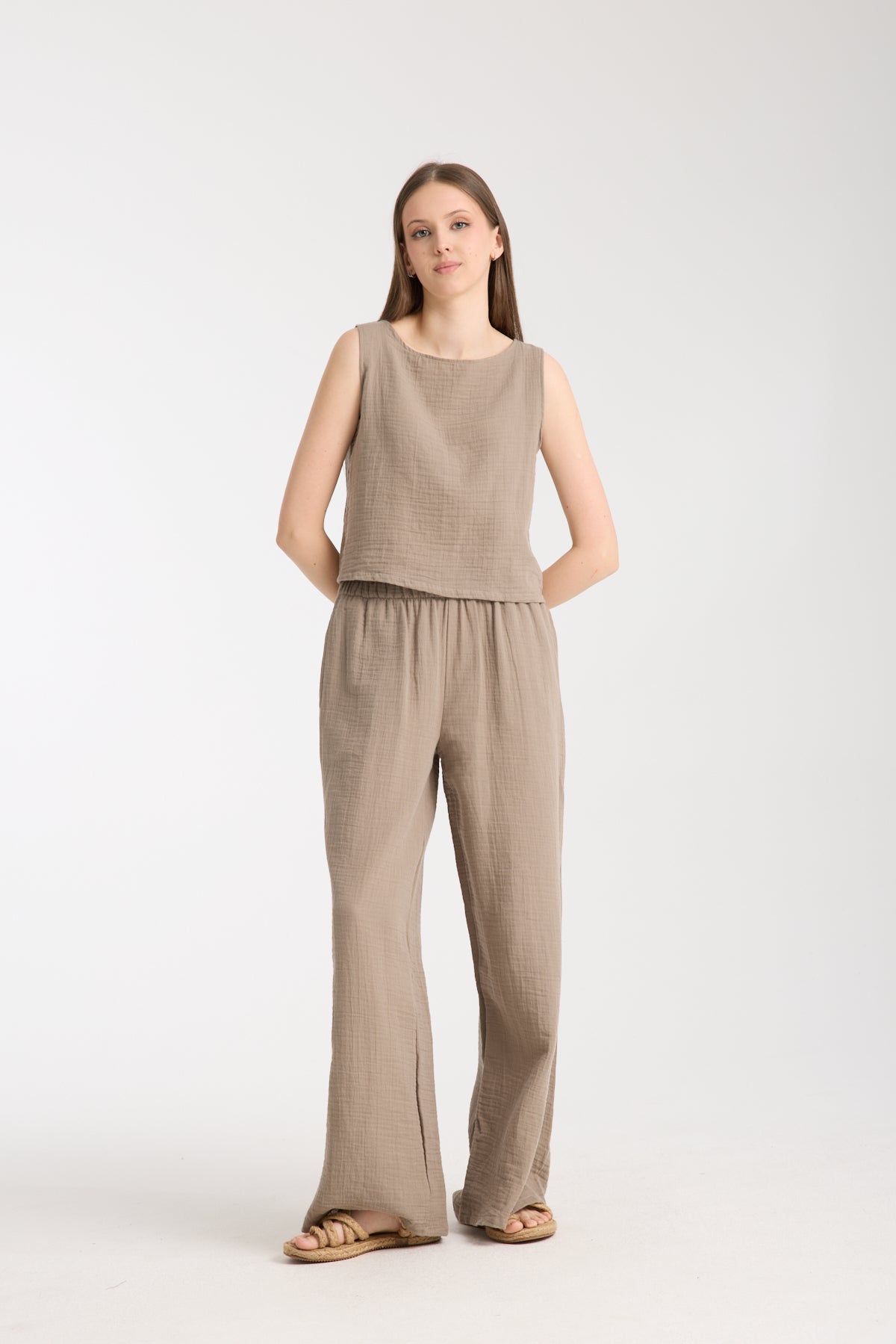 Çift Katlı Müslin Bol Paça Takım