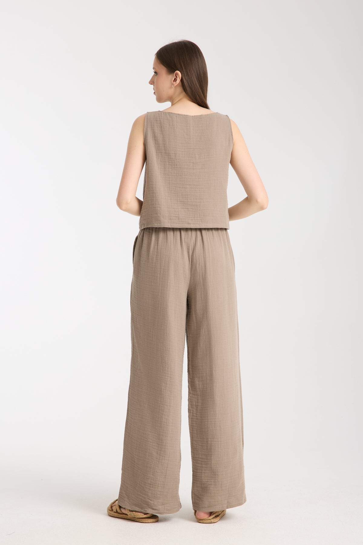 Çift Katlı Müslin Bol Paça Takım