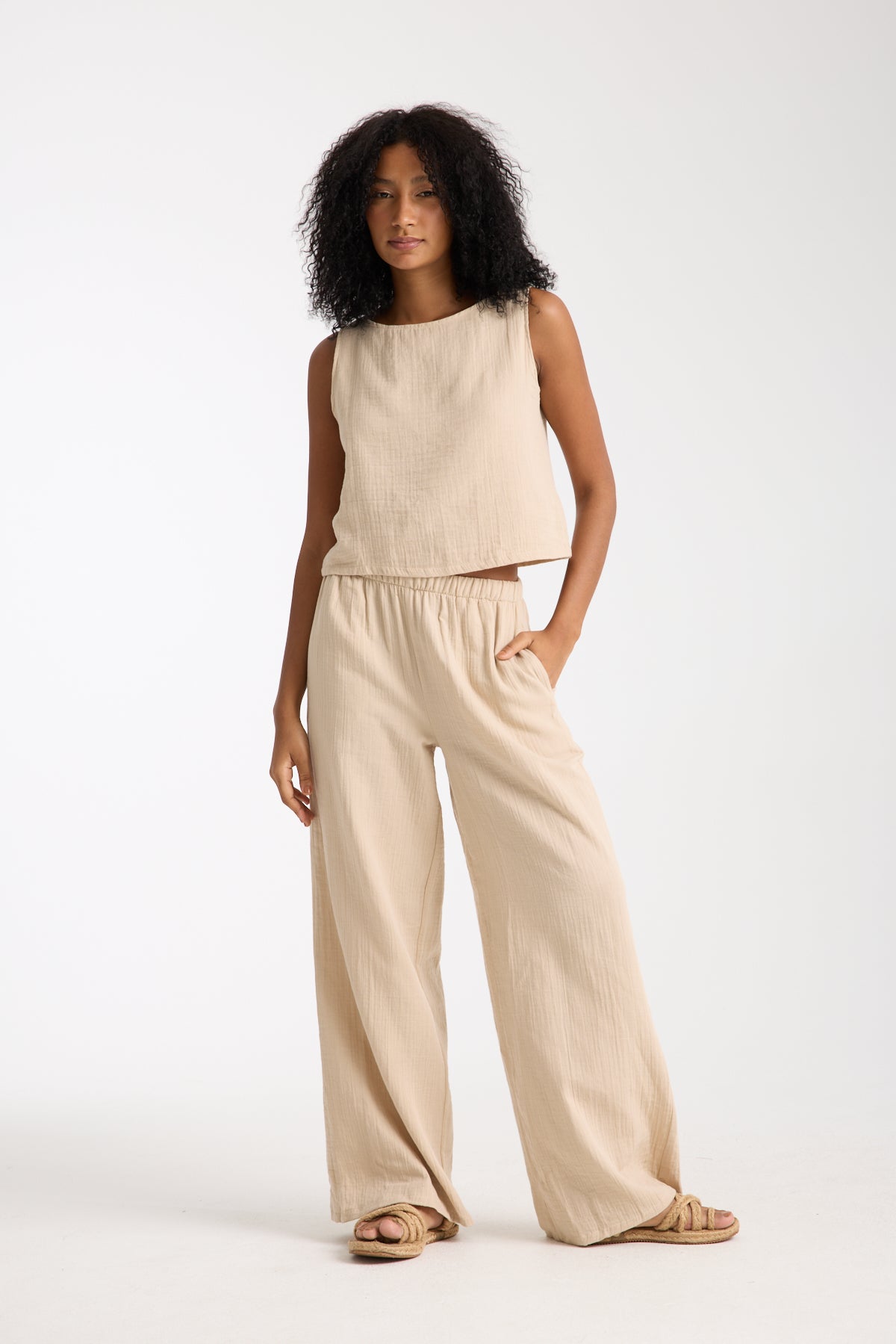 Çift Katlı Müslin Bol Paça Takım