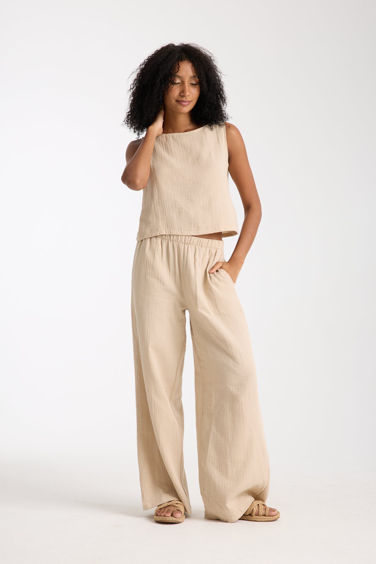 Çift Katlı Müslin Bol Paça Takım