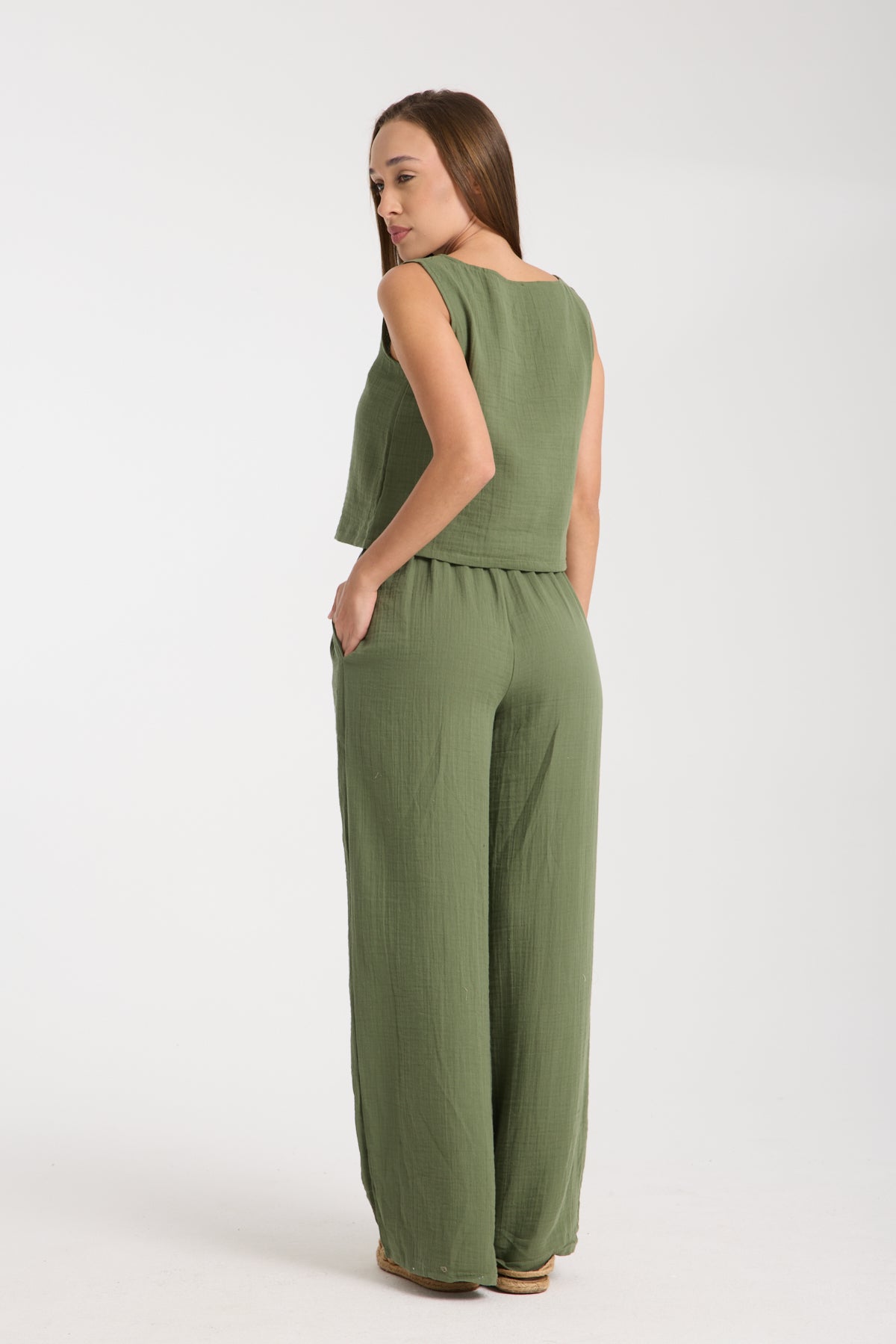 Çift Katlı Müslin Bol Paça Takım