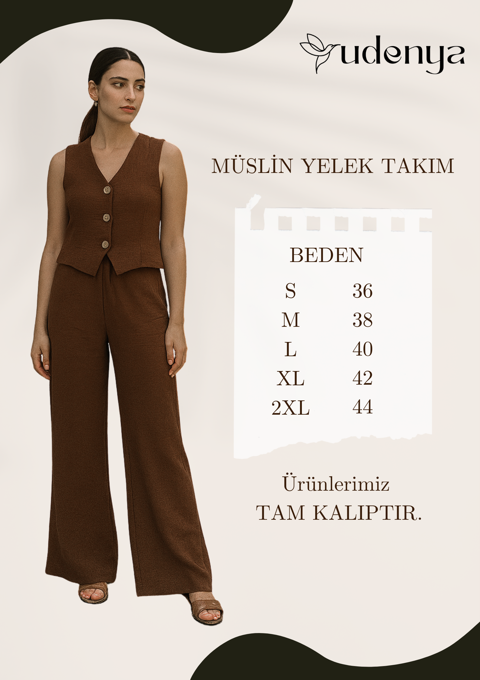 Çift Katlı Müslin Yelek Takım