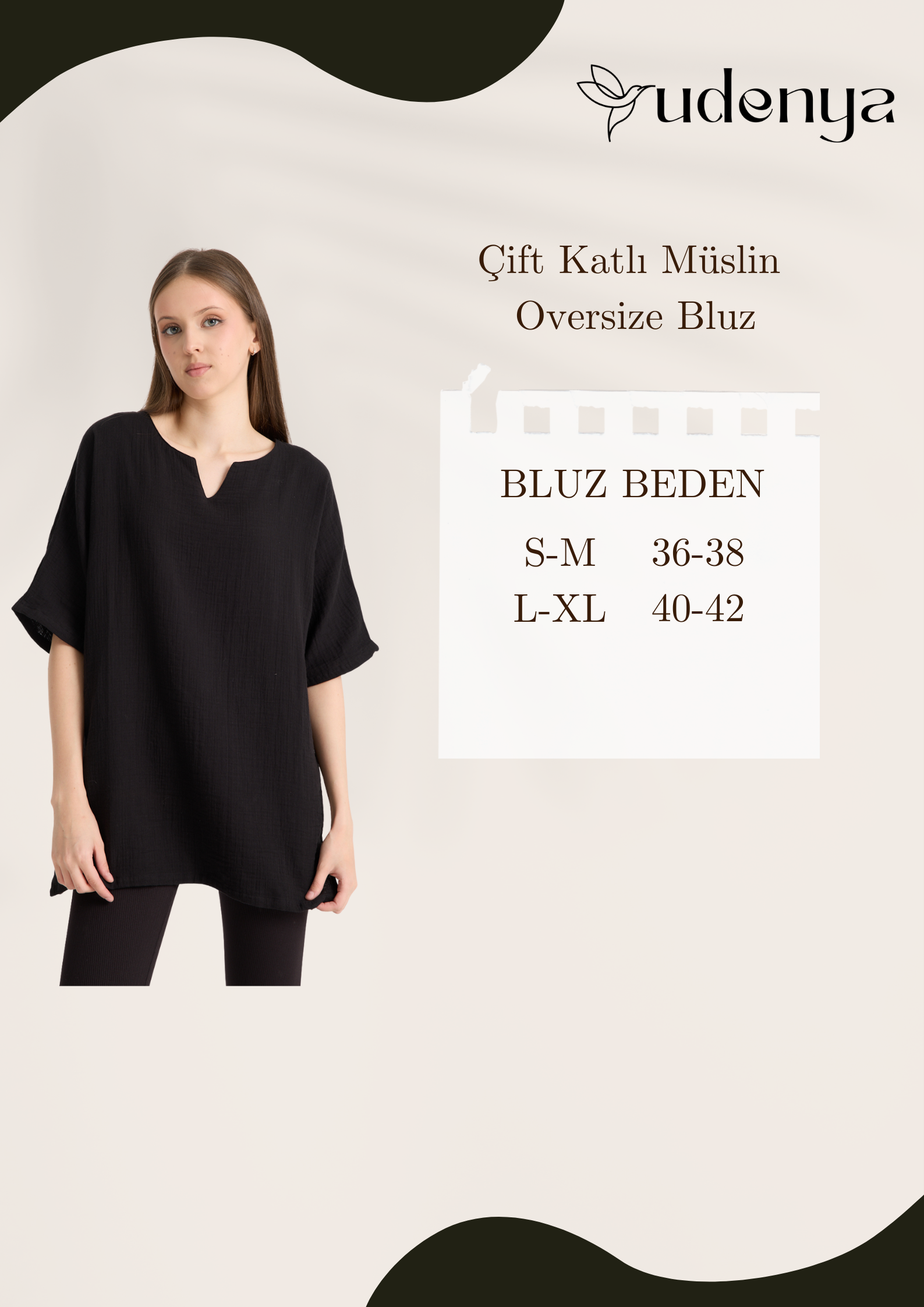 Çift Katlı Müslin Oversize Bluz