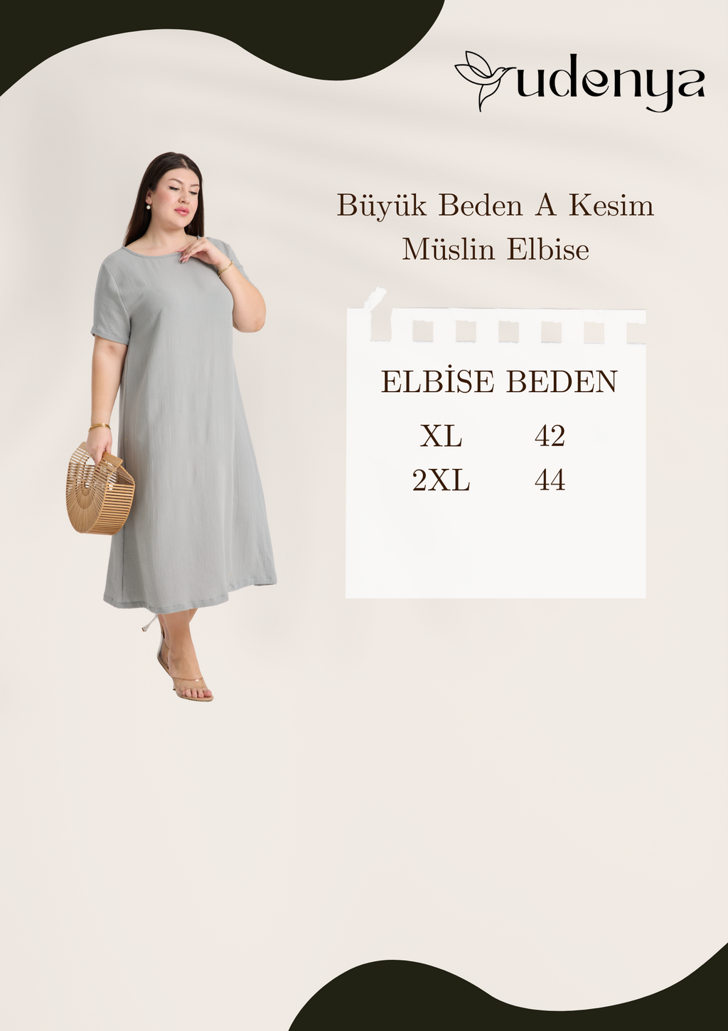 Büyük Beden Çift Katlı Müslin A Kesim Elbise