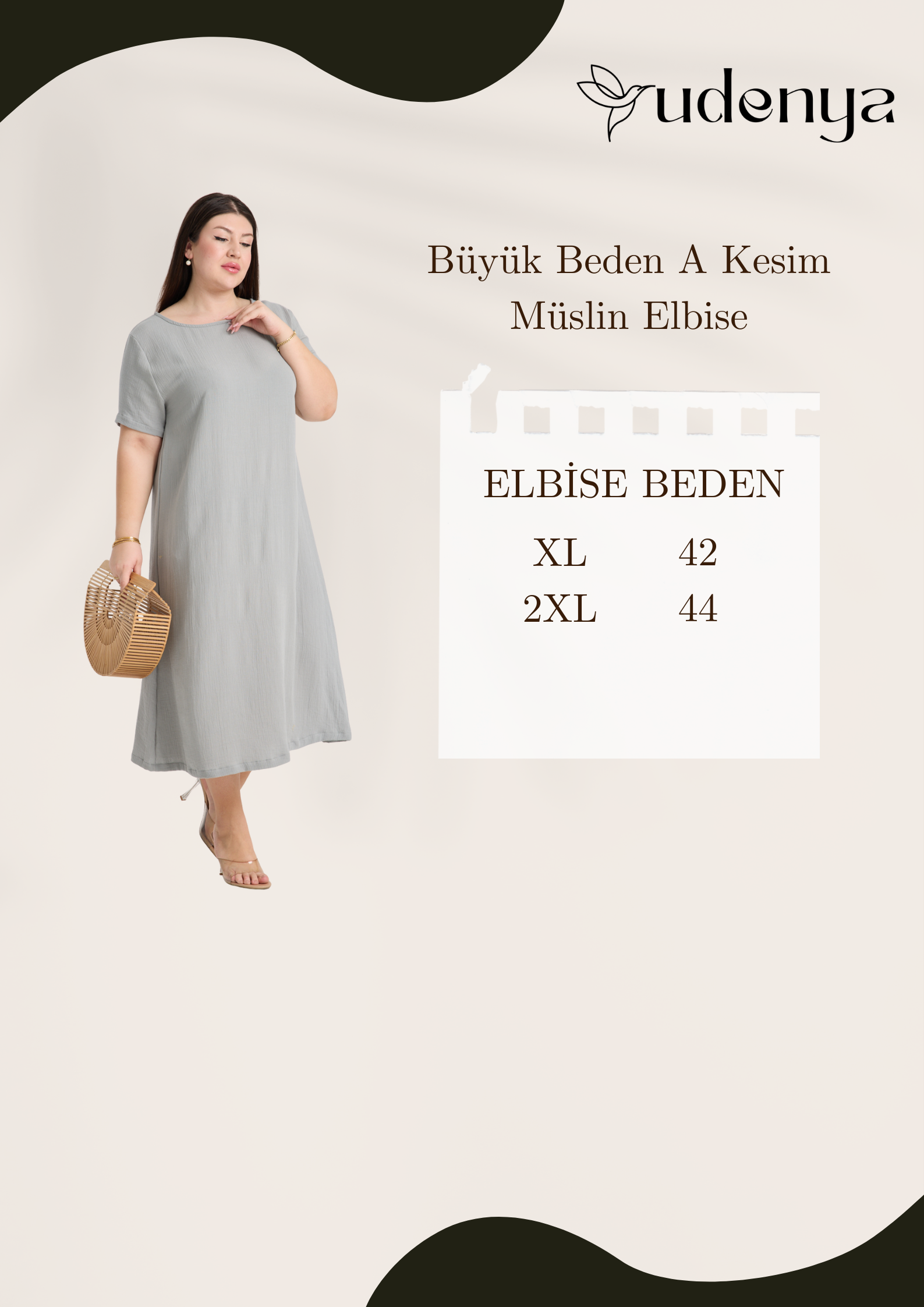 Büyük Beden Çift Katlı Müslin A Kesim Elbise