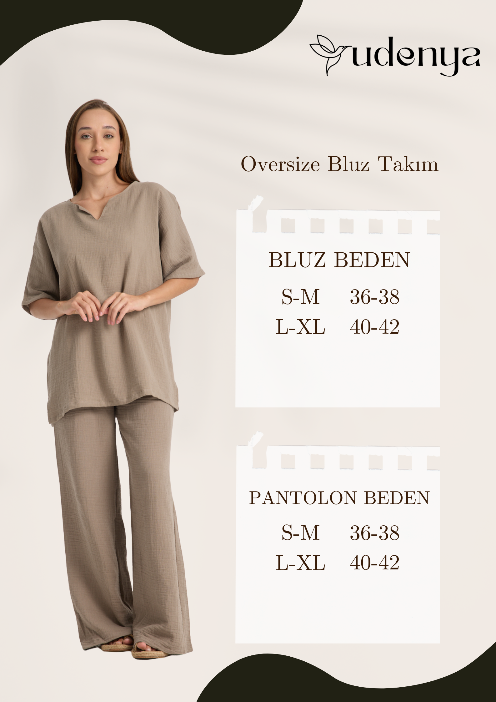 Çift Katlı Müslin Oversize Bluz Takım