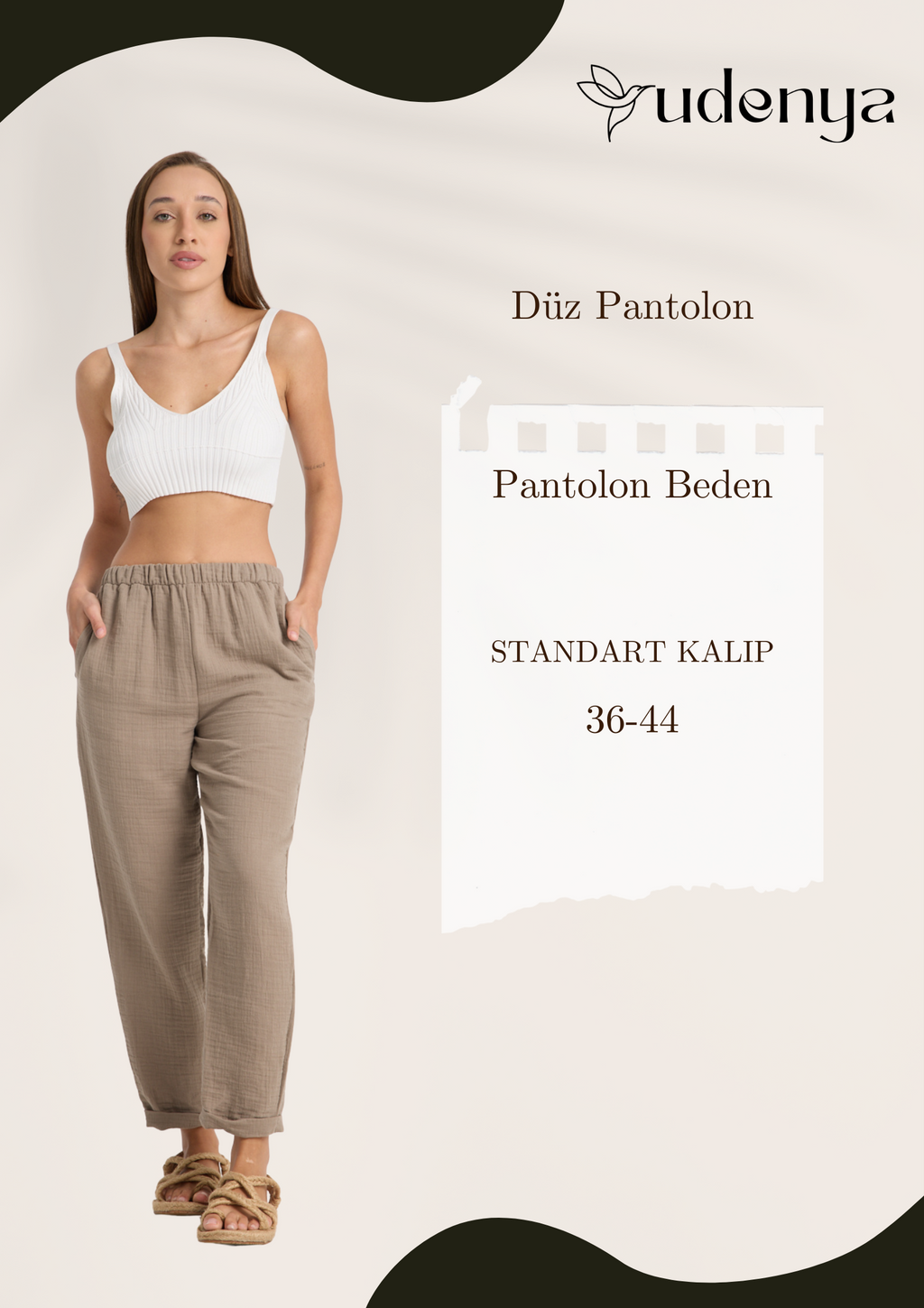 Çift Katlı Müslin Düz Pantolon