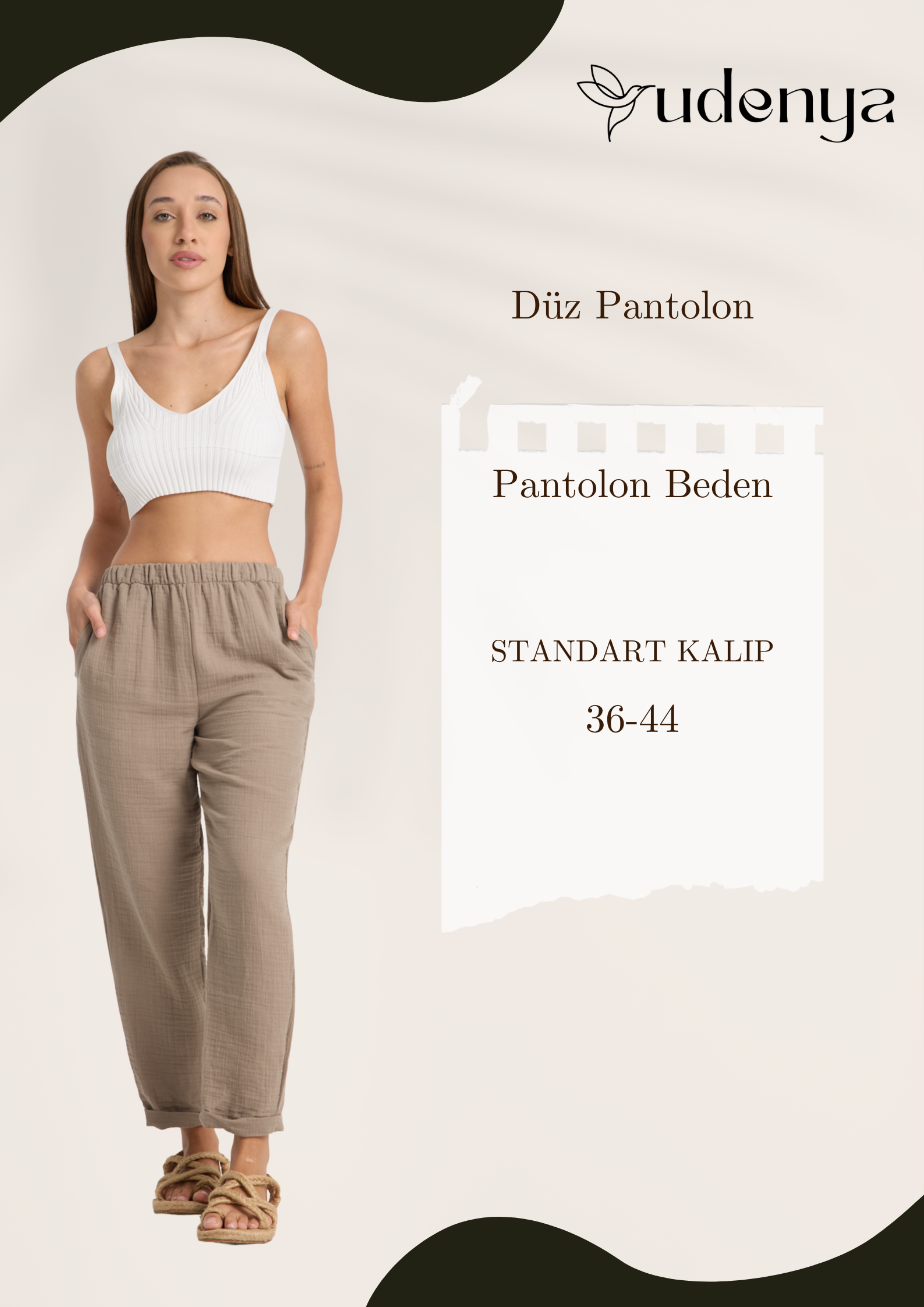 Çift Katlı Müslin Düz Pantolon