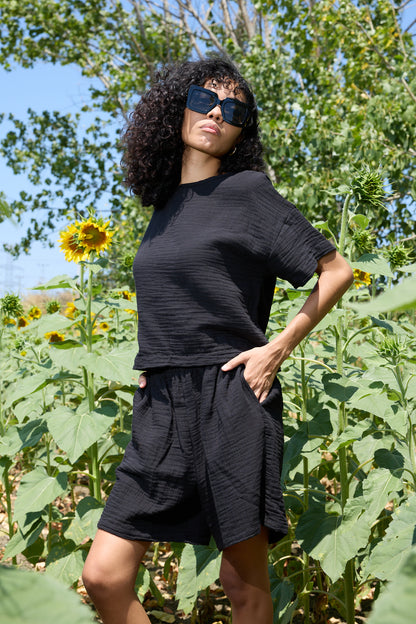 Çift Katlı Müslin T-Shirt & Şort Takım