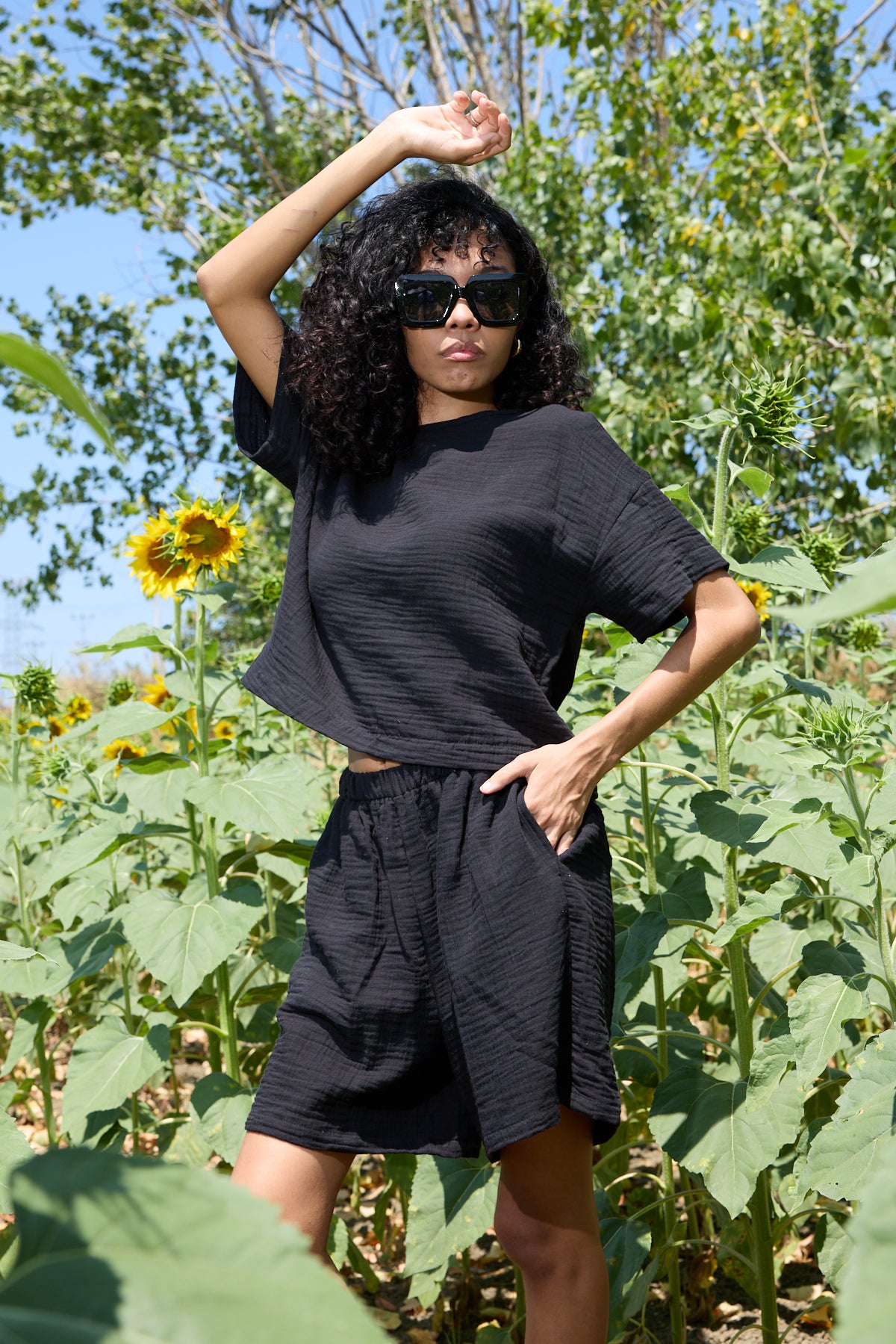 Çift Katlı Müslin T-Shirt & Şort Takım