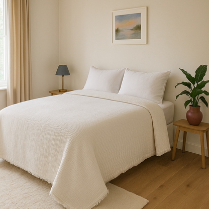 Bulut Dokunuşu – 4 Kat Müslin & 3 Kat Elyaf Yatak Örtüsü / Yorgan (230x240 cm)