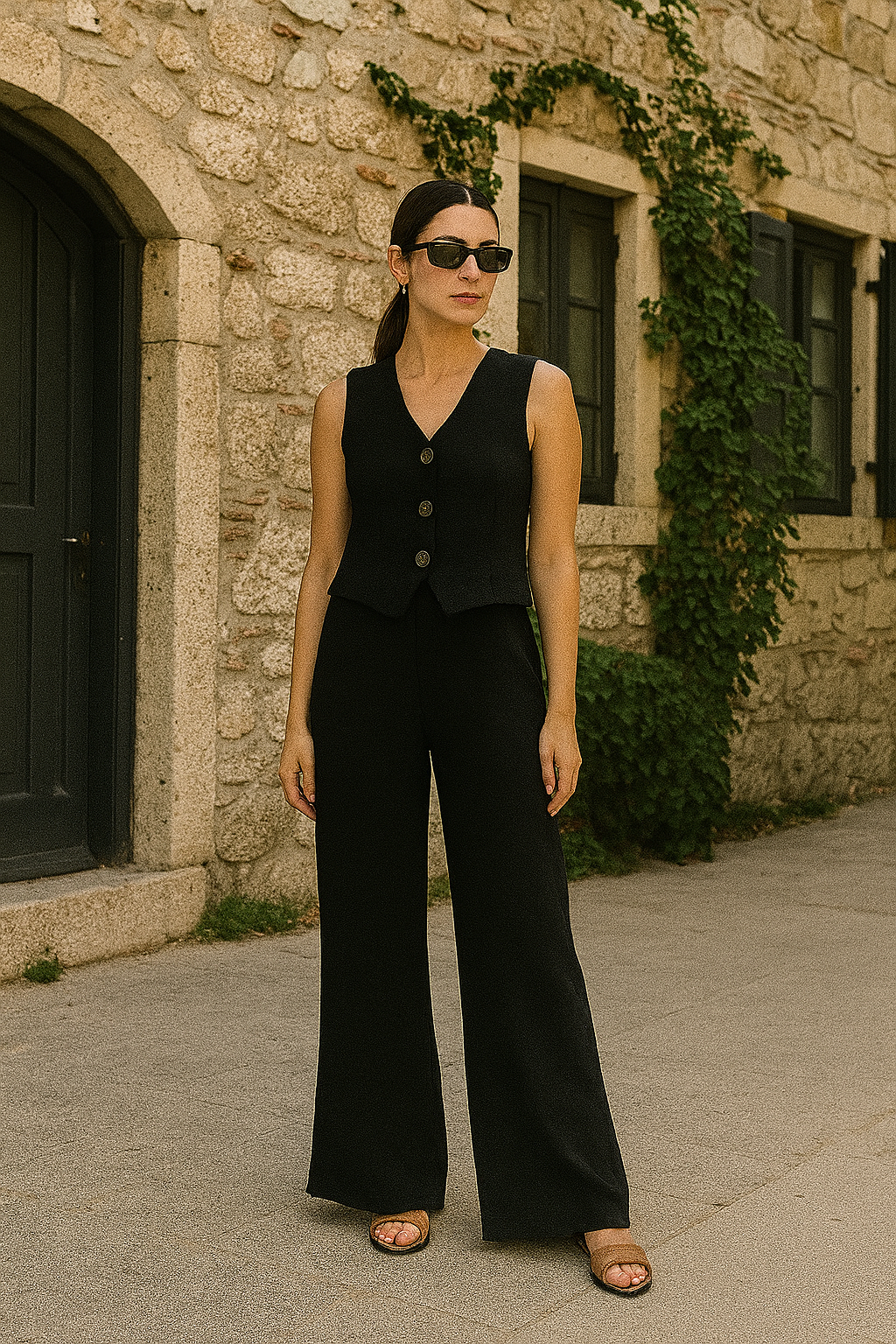 Çift Katlı Müslin Yelek Takım