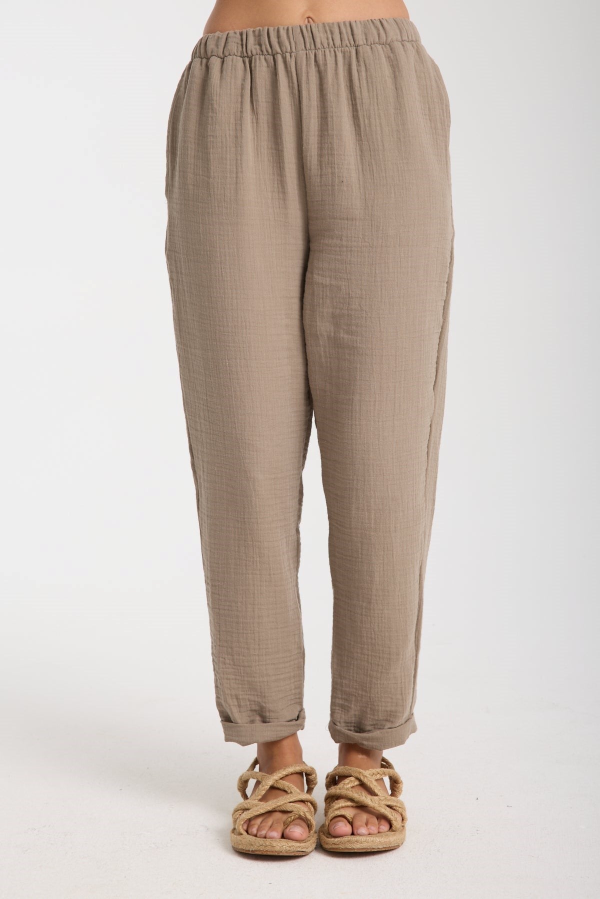 Çift Katlı Müslin Düz Pantolon