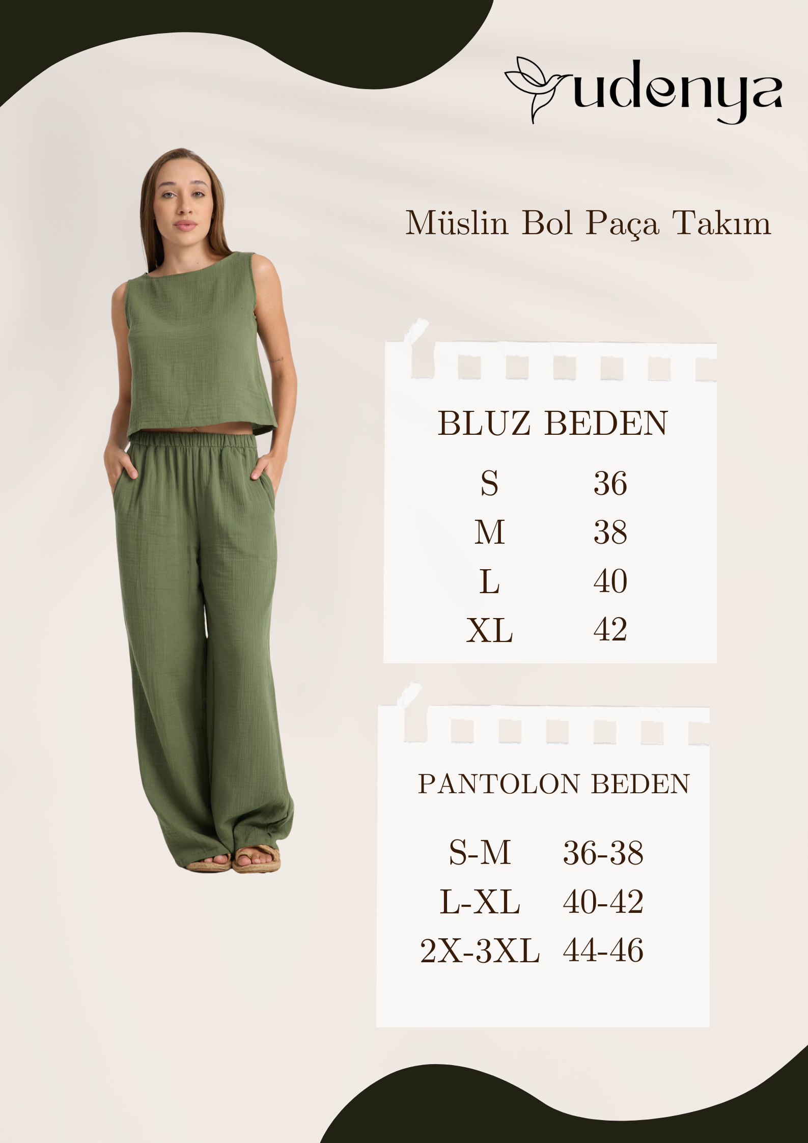 Çift Katlı Müslin Bol Paça Takım