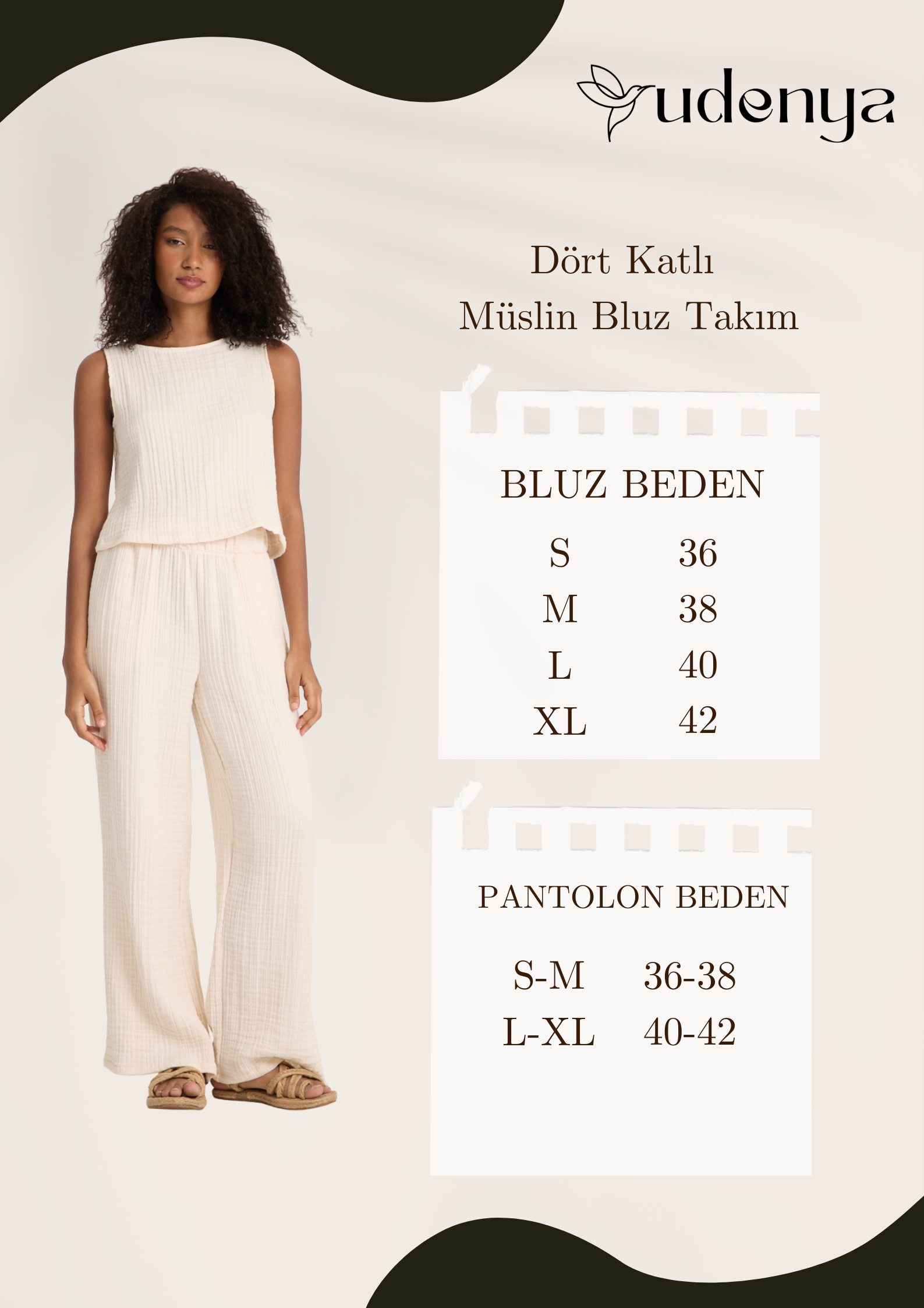 Dört Katlı Müslin Bluz Takım