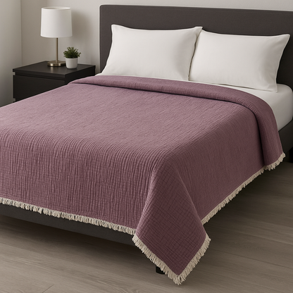 Bulut Dokunuşu – 4 Kat Müslin & 3 Kat Elyaf Yatak Örtüsü / Yorgan (230x240 cm)