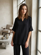 Oversize Bluz & Bol Kesim Pantolon Takım | %100 Pamuk Çift Kat Müslin