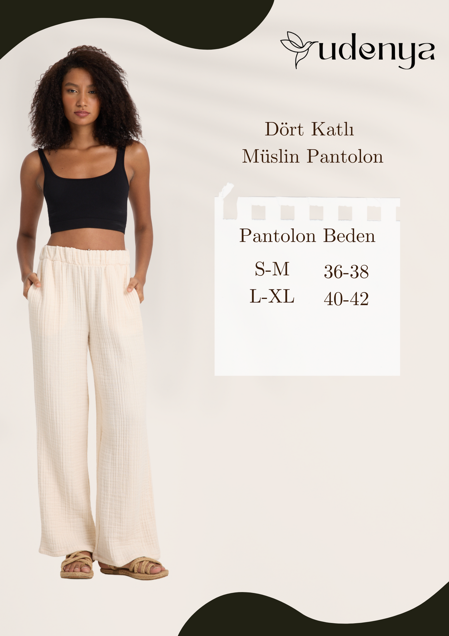 Dört Katlı Müslin Pantolon