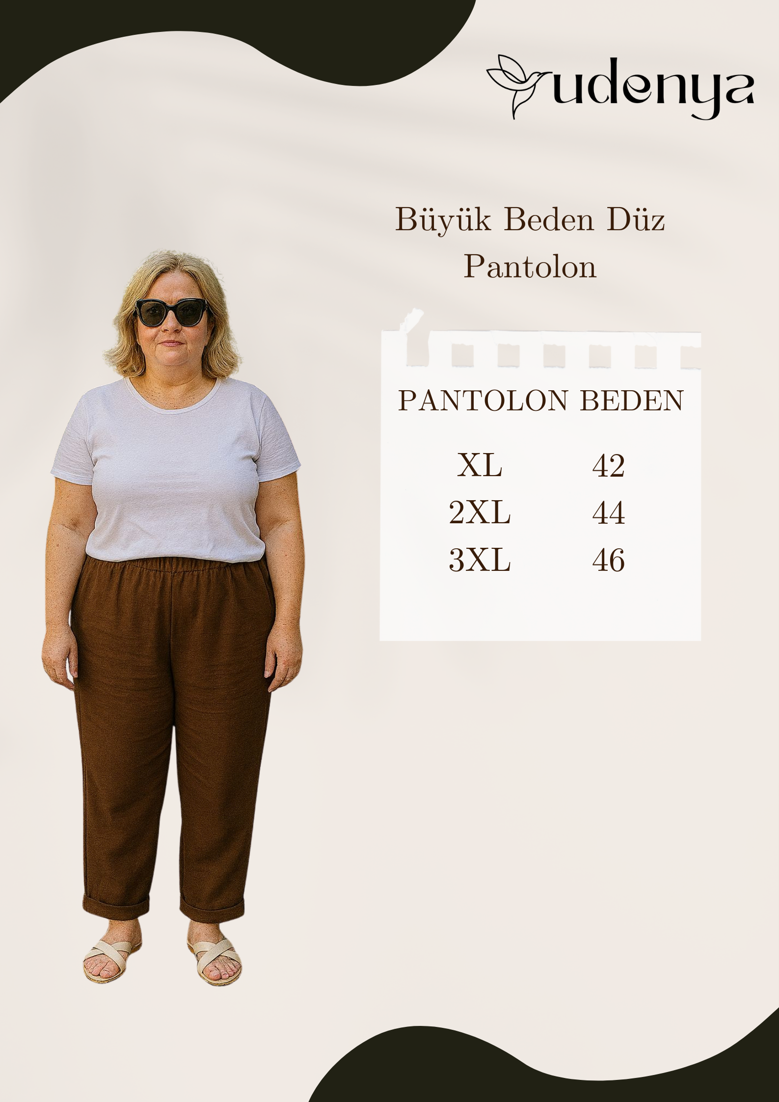 Büyük Beden Düz Pantolon | Çift Kat %100 Pamuk Müslin