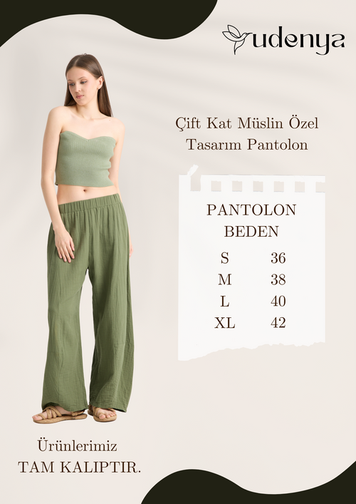 Çift Kat Müslin Özel Tasarım Pantolon