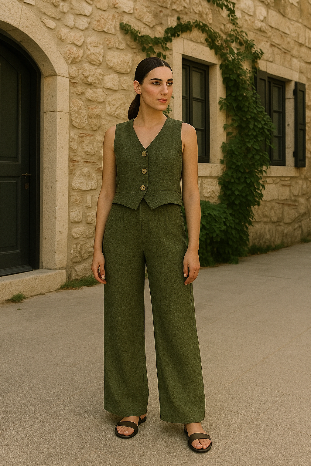 Çift Katlı Müslin Yelek Takım