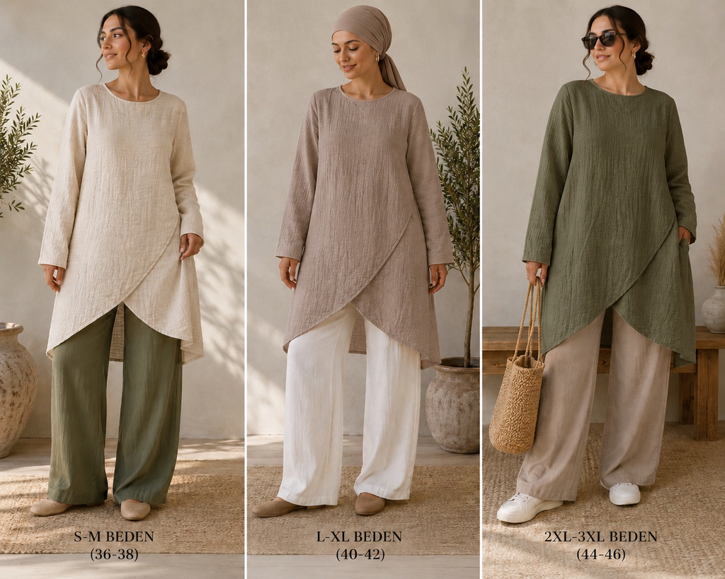Luna Kruvaze Müslin Tunik | %100 Pamuk