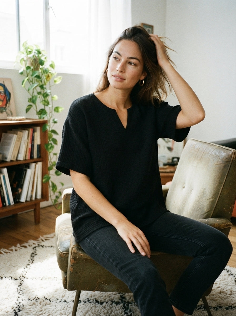 Oversize Bluz | %100 Pamuk Çift Kat Müslin