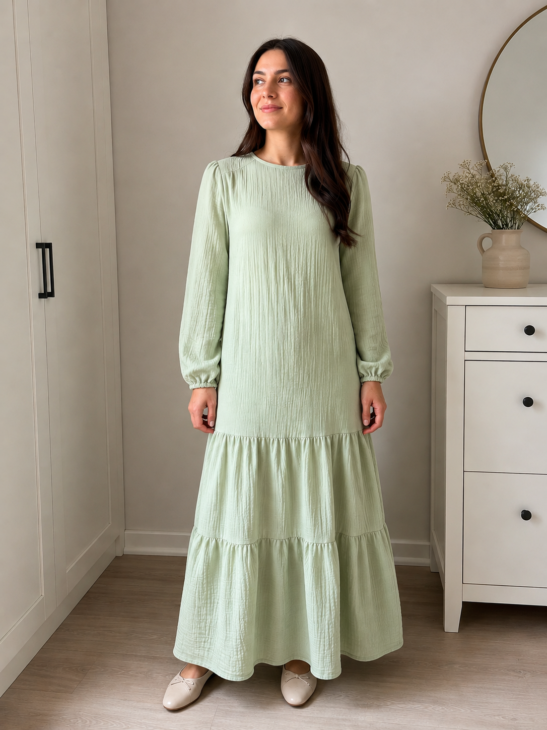 Modest Lina Maxi Müslin Elbise