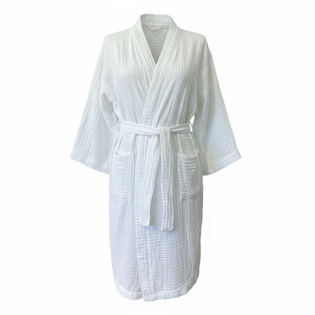 %100 Pamuk Müslin Lüks Kadın Bornoz & Sabahlık – Ultra Hafif & Nefes Alan Doku