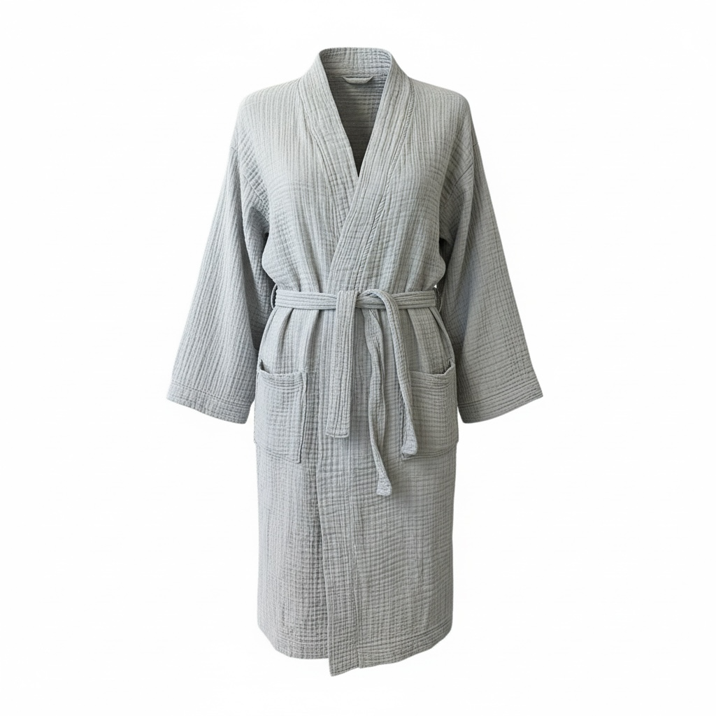 %100 Pamuk Müslin Lüks Kadın Bornoz & Sabahlık – Ultra Hafif & Nefes Alan Doku