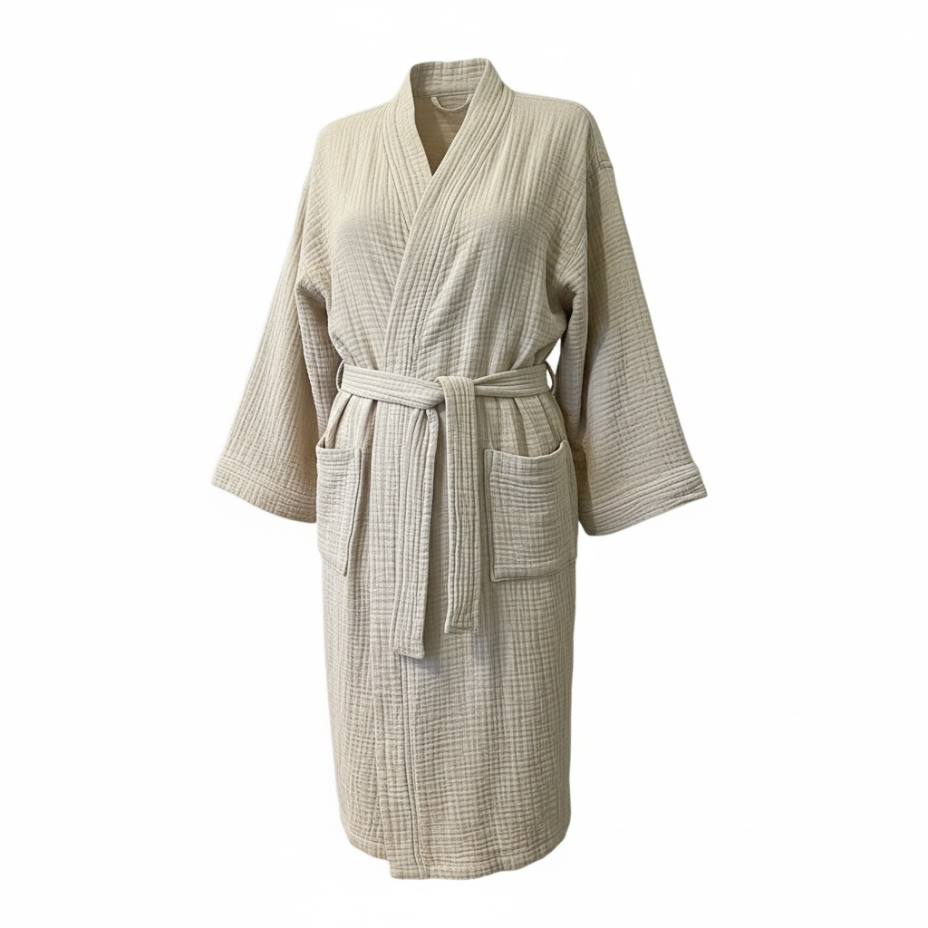 %100 Pamuk Müslin Lüks Kadın Bornoz & Sabahlık – Ultra Hafif & Nefes Alan Doku