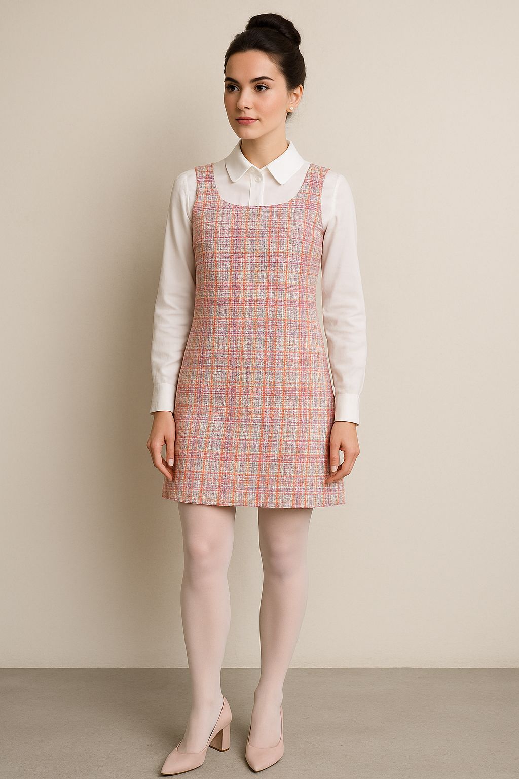 Vintage Touch Kareli Dokuma Elbise