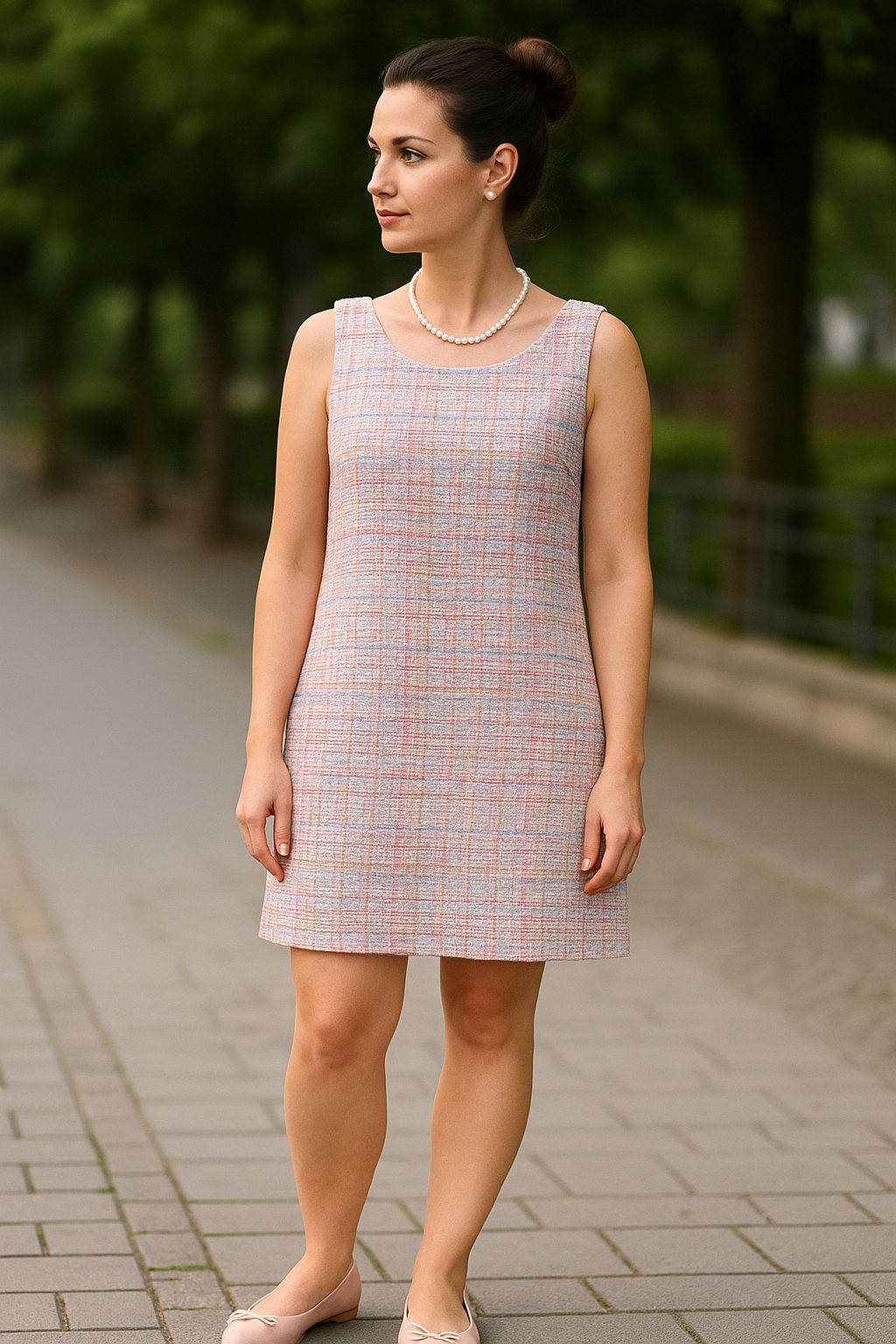 Vintage Touch Kareli Dokuma Elbise