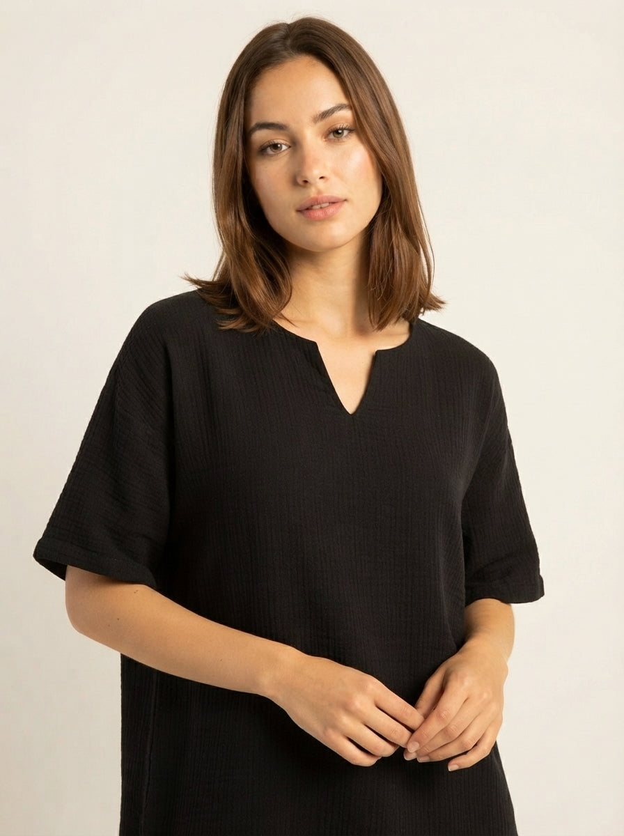 Oversize Bluz | %100 Pamuk Çift Kat Müslin