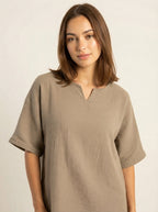 Oversize Bluz | %100 Pamuk Çift Kat Müslin