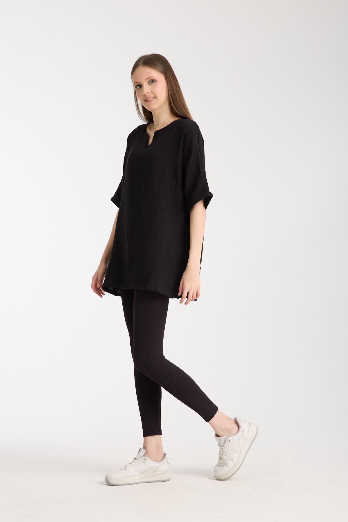 Oversize Bluz | %100 Pamuk Çift Kat Müslin