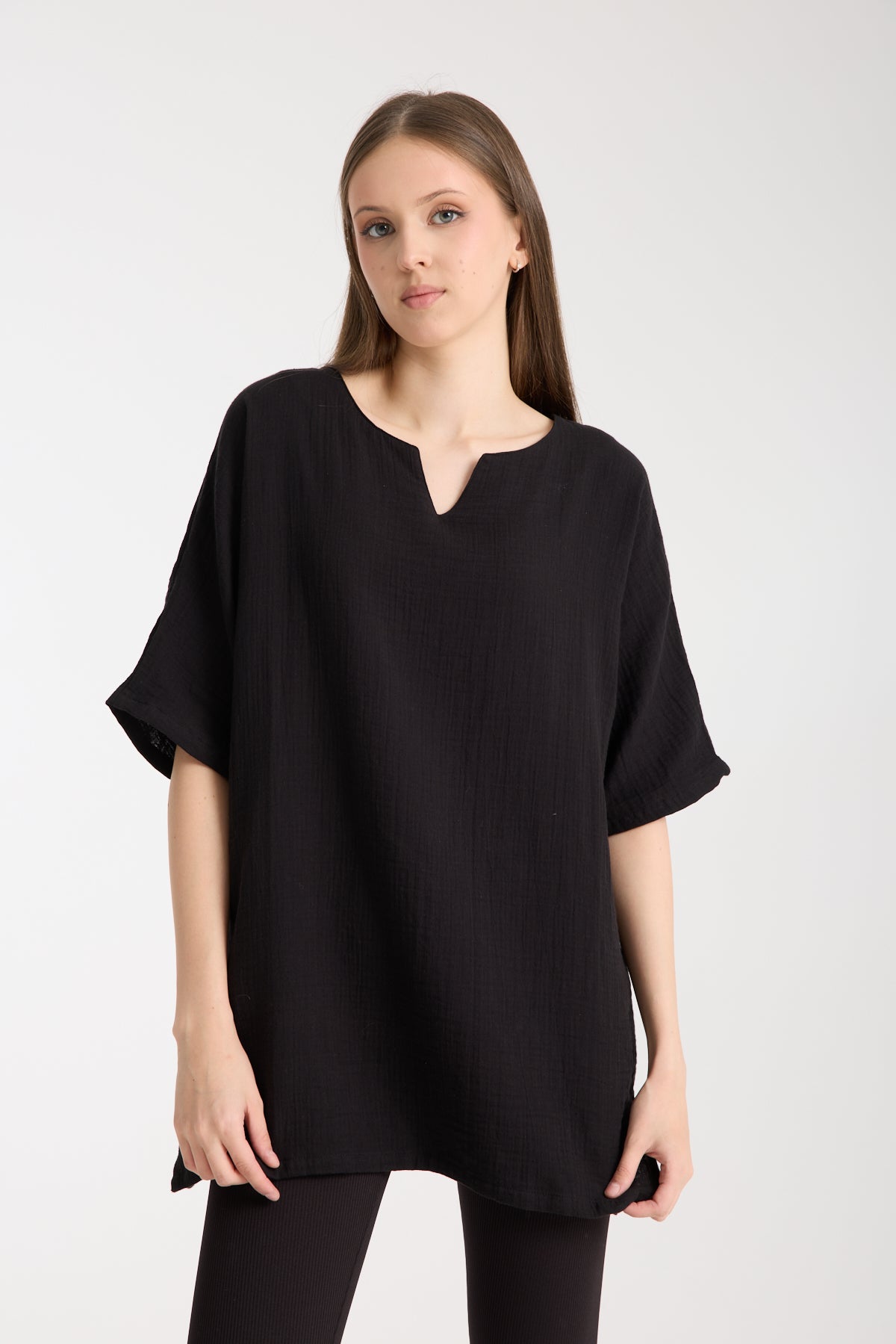 Çift Katlı Müslin Oversize Bluz