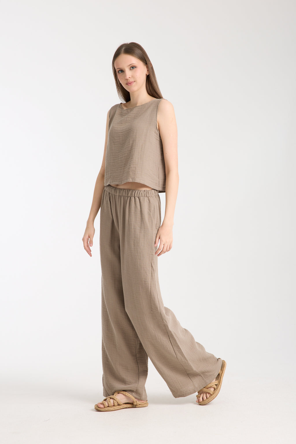 Çift Katlı Müslin Bol Paça Takım