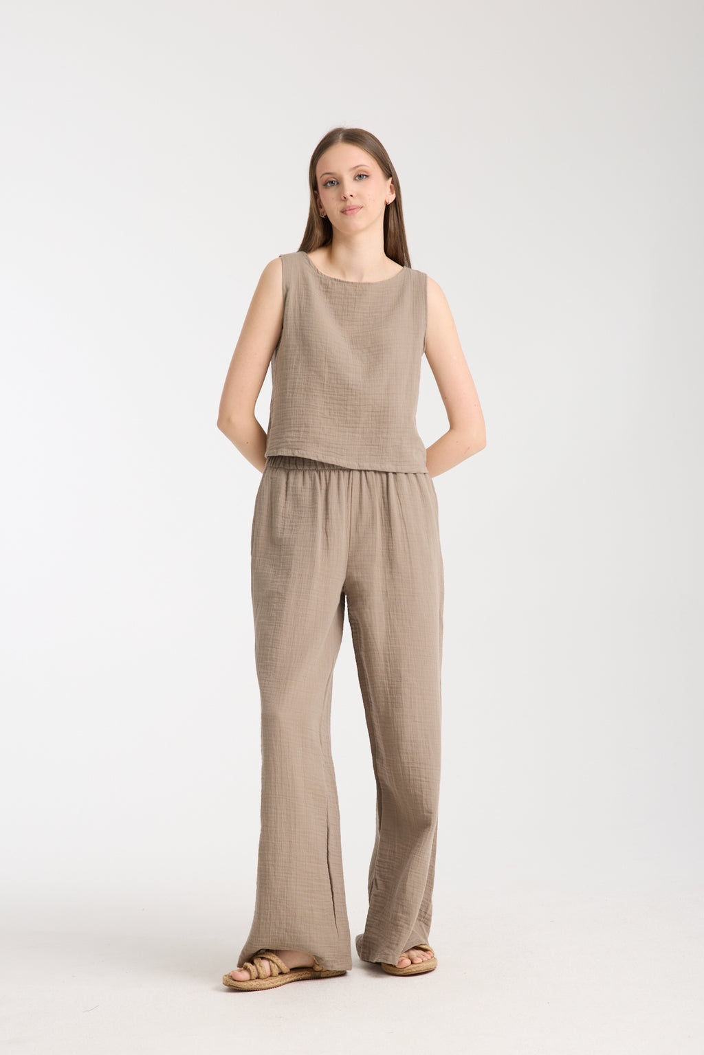 Çift Katlı Müslin Bol Paça Takım