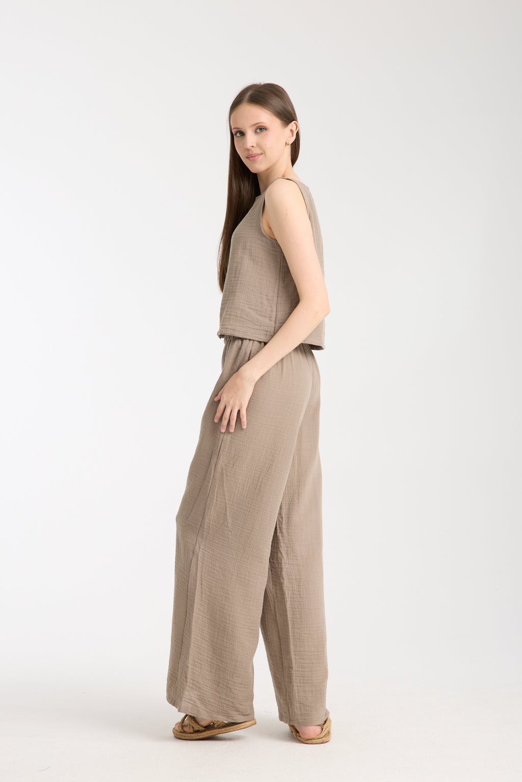 Çift Katlı Müslin Bol Paça Takım