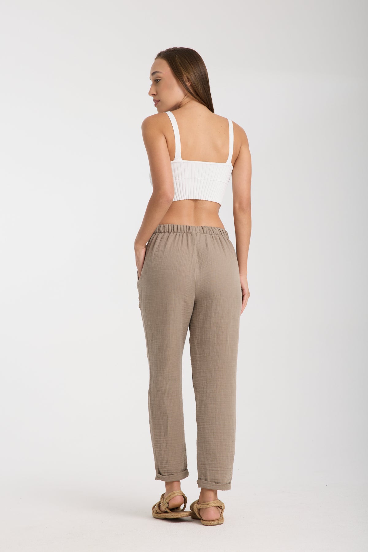 Çift Katlı Müslin Düz Pantolon