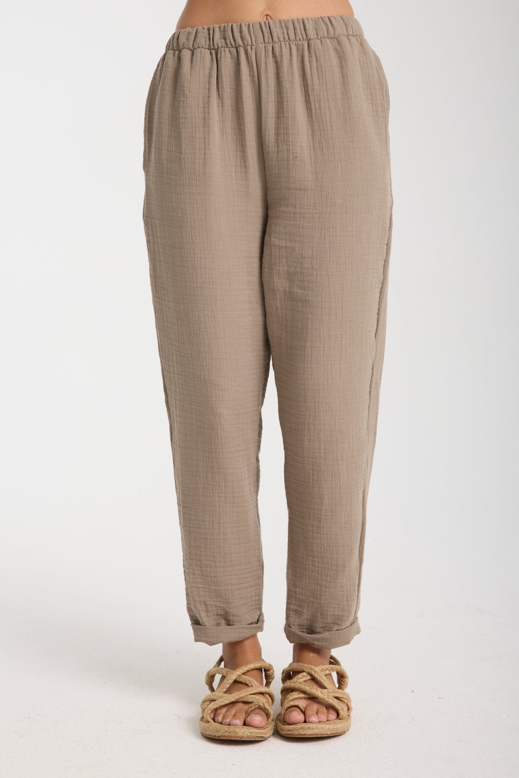 Çift Katlı Müslin Düz Pantolon