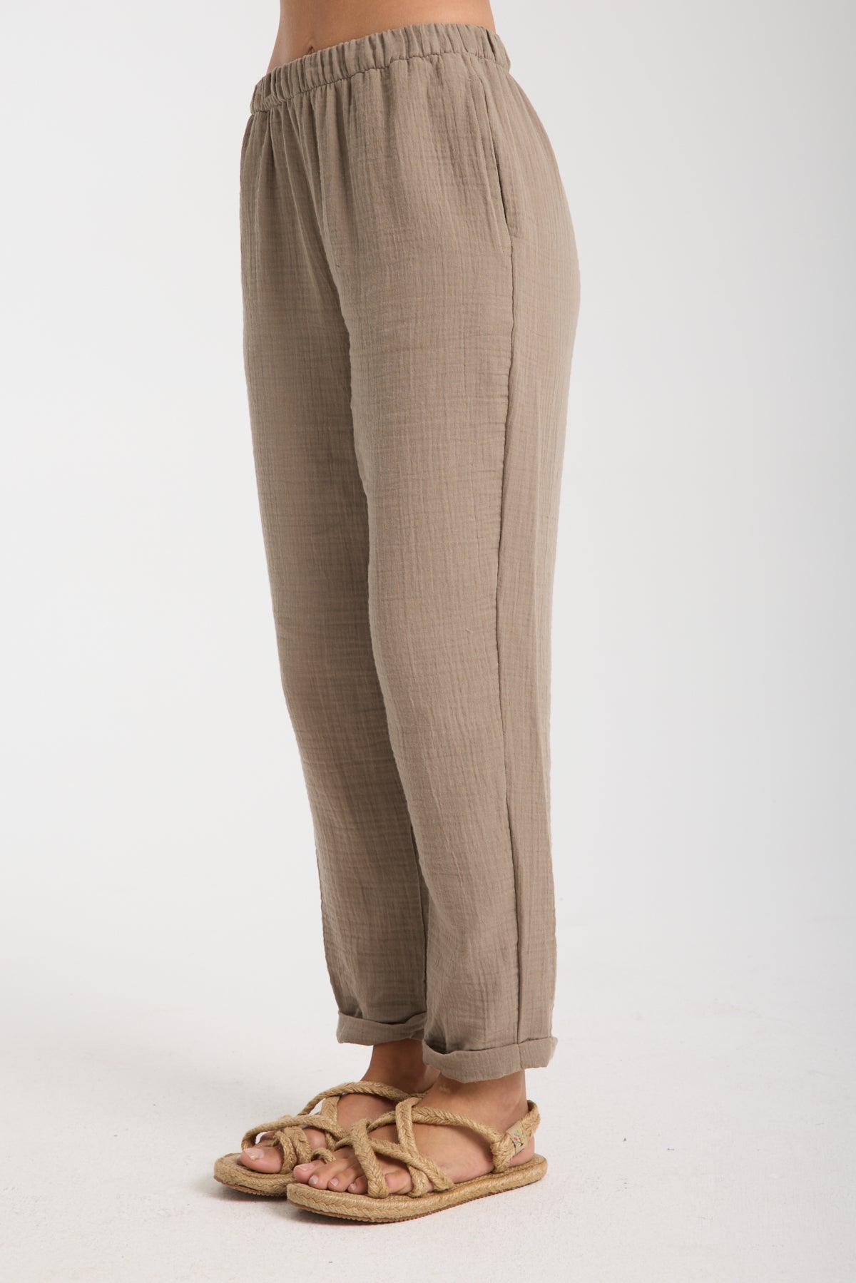 Çift Katlı Müslin Düz Pantolon