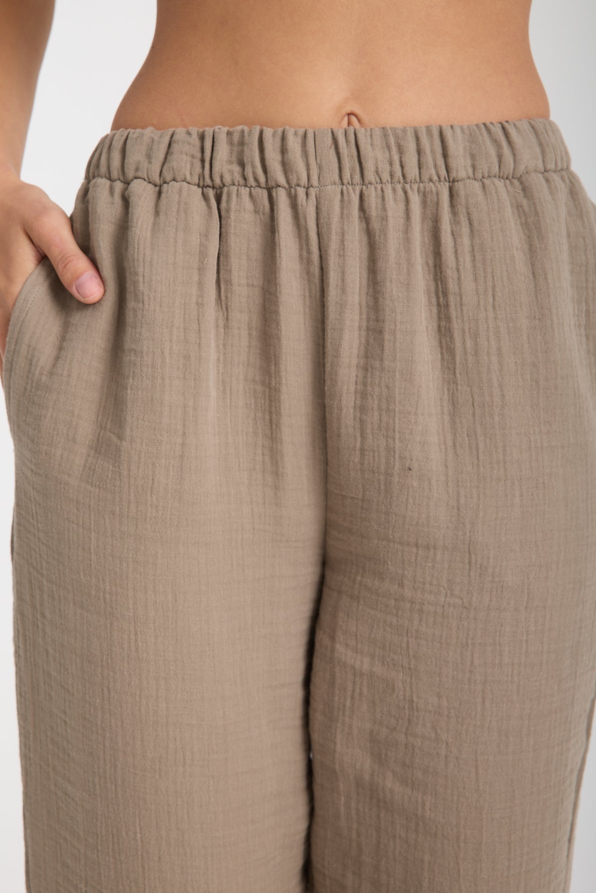 Çift Katlı Müslin Düz Pantolon