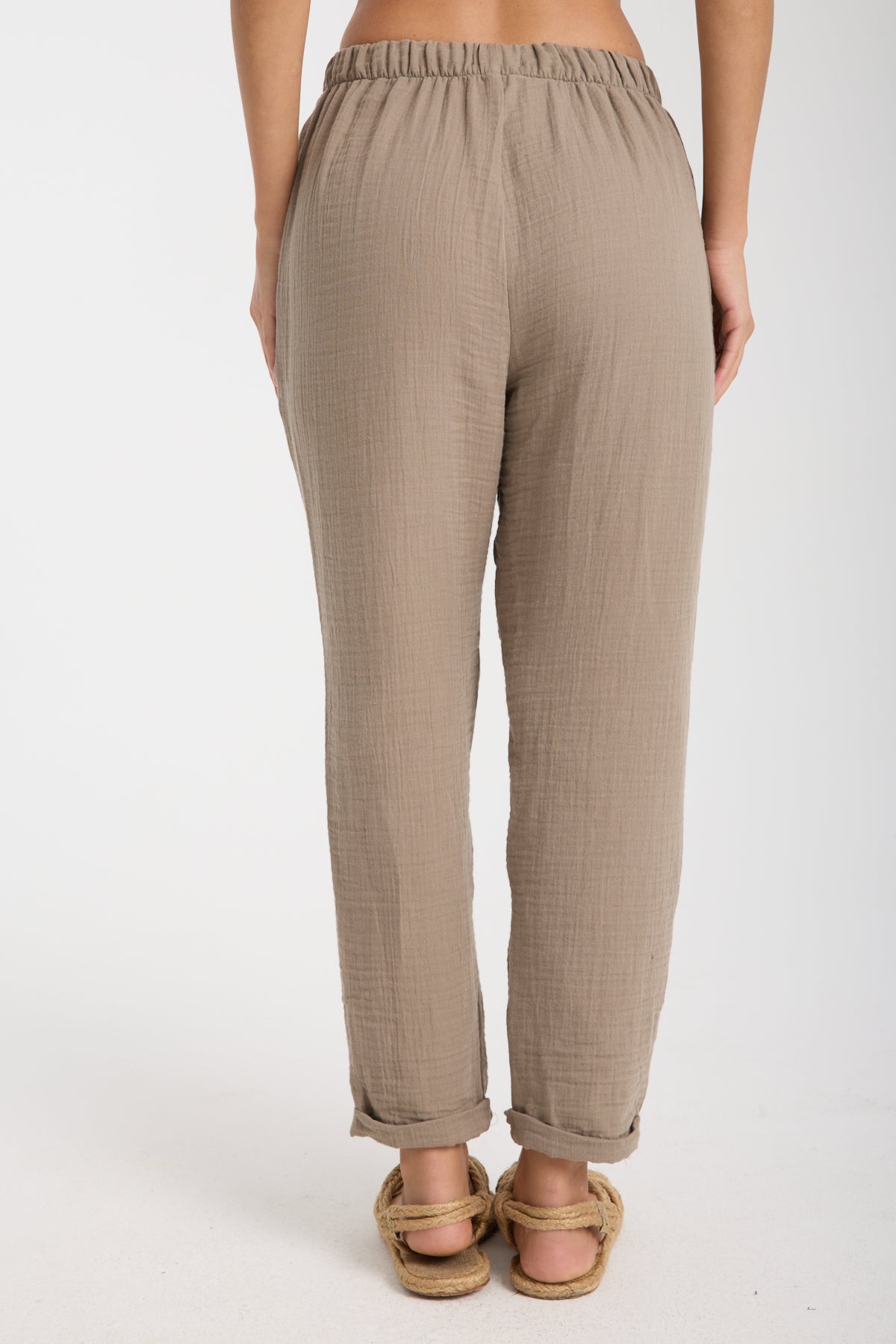 Çift Katlı Müslin Düz Pantolon