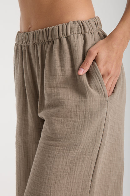 Çift Katlı Müslin Bol Paça Pantolon