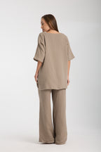 Oversize Bluz & Bol Kesim Pantolon Takım | %100 Pamuk Çift Kat Müslin