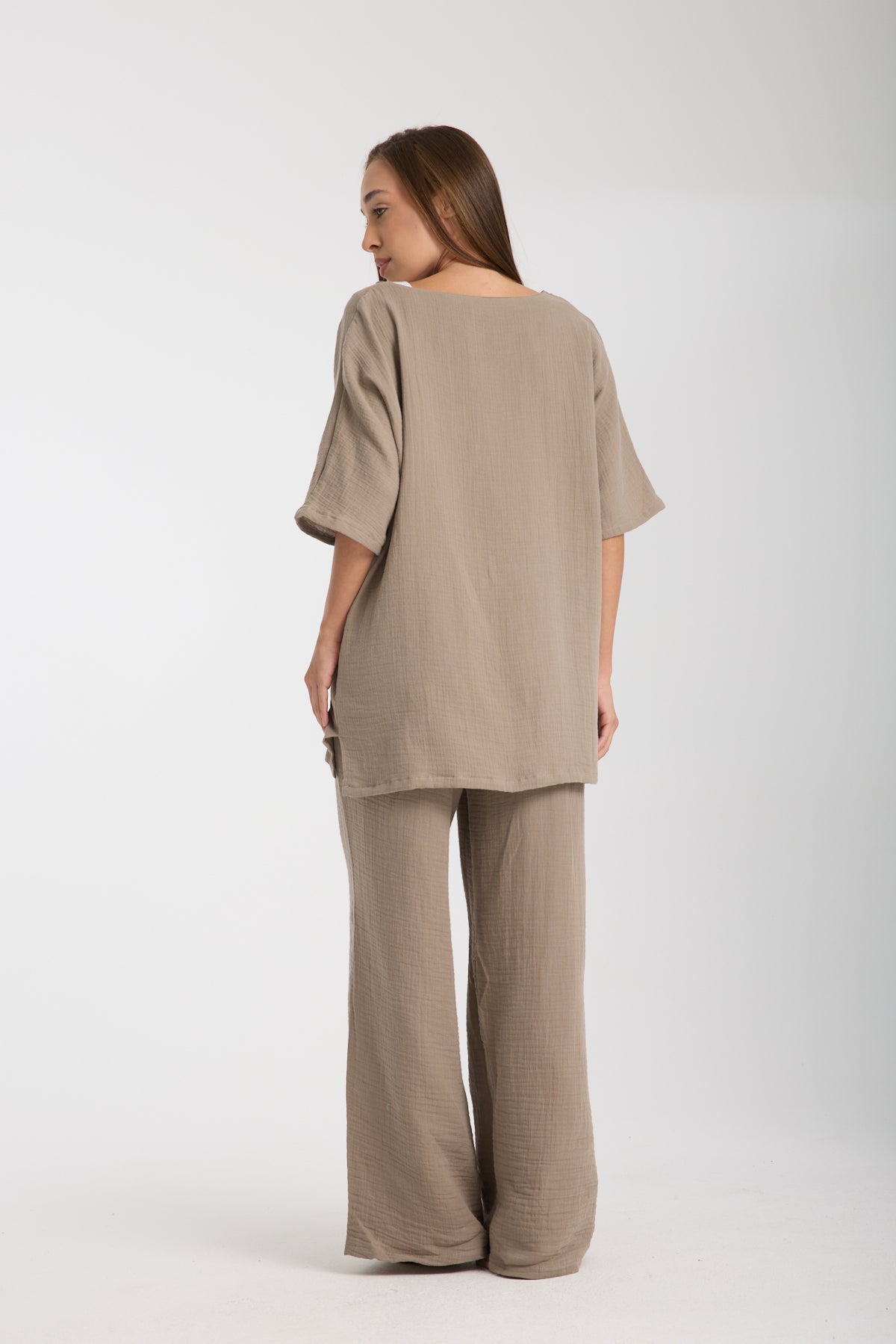 Oversize Bluz & Bol Kesim Pantolon Takım | %100 Pamuk Çift Kat Müslin