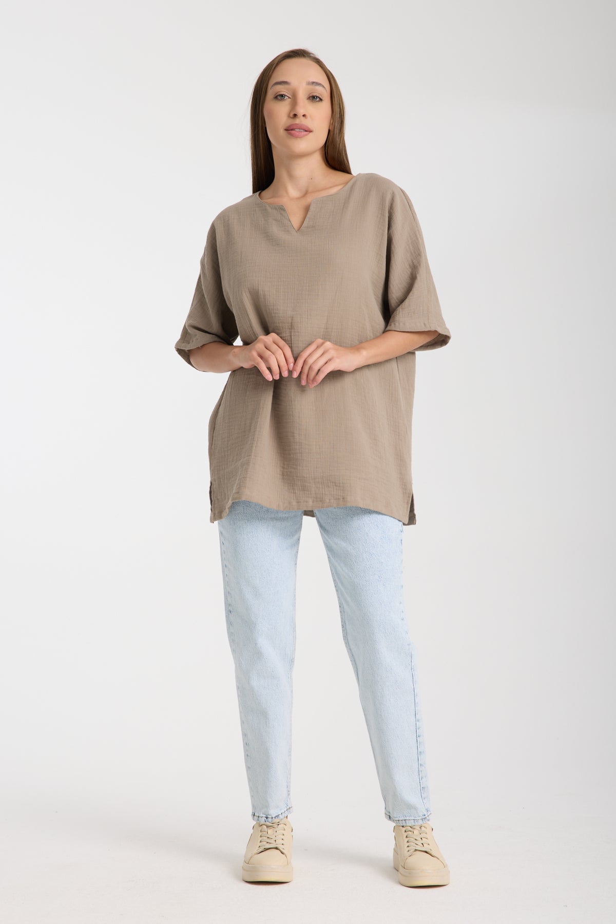 Oversize Bluz | %100 Pamuk Çift Kat Müslin